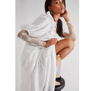 New Free People Kaylyn Midi Dress Free-est $108 SMALL Ivory Ethereal Billowy